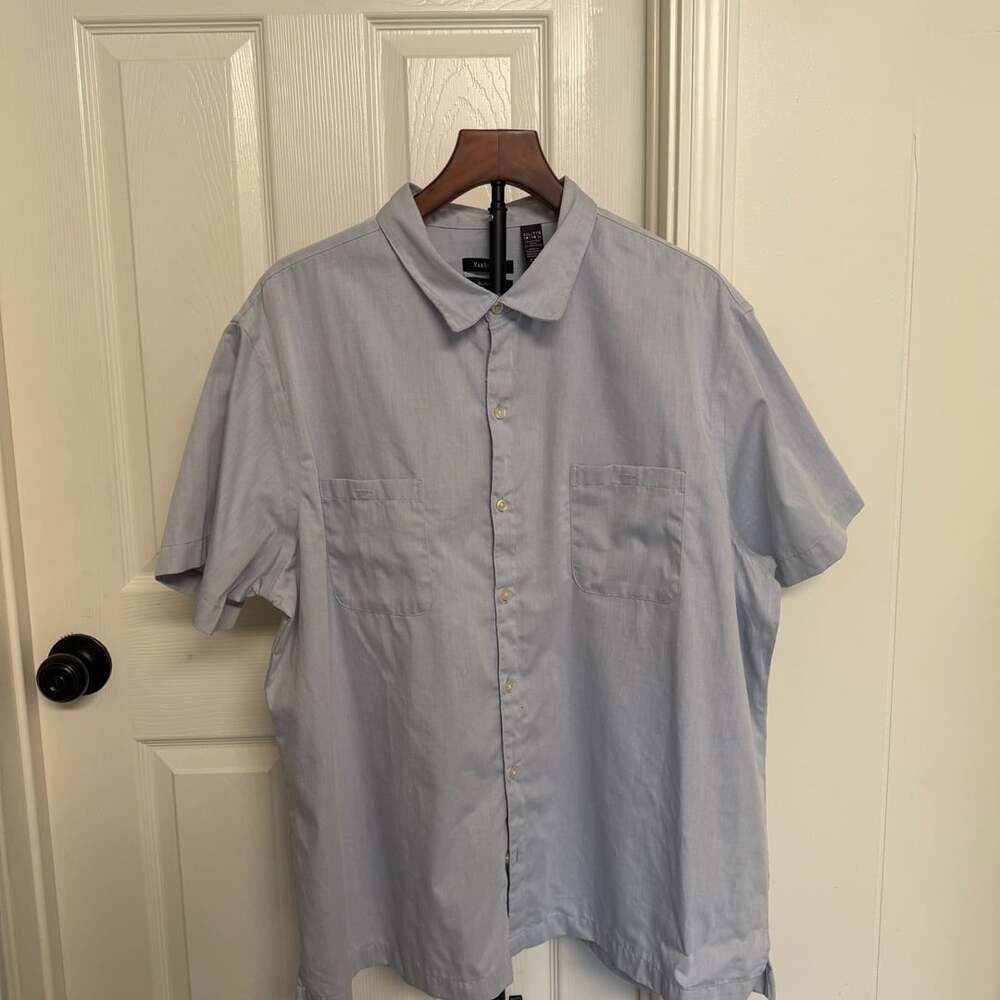 Van Heusen Slim Fit Short Sleeve Button Down Shirt Light Blue Men's XXL